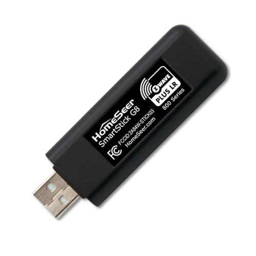 HomeSeer SmartStick G8 800 Series Z-Wave Plus v2 Wireless Long Range S2 Security USB Controller Interface for HomeSeer, Home Assistant Software and Other Smart Home Software & Hubs