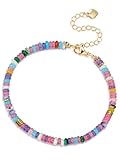 Jovivi Colorful Crystal Ankle Bracelet for Women,Healing Crystals Gemstone Boho Beaded Summer Beach Ankle Bracelet Women's Anklets Jewellery Gifts for Women Girls Ladies