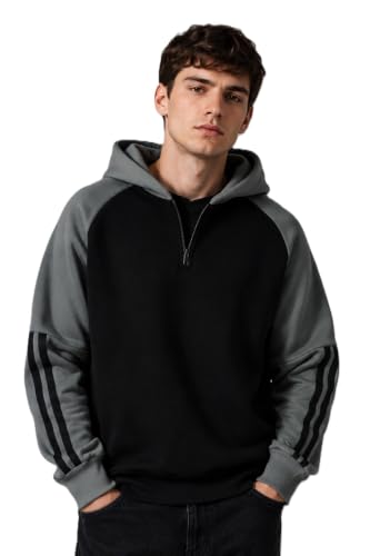 Buy AZLANE Men Regular Fit Colorblock Raglan Hoodie | Hoodie for Men Black at Amazon.in - Image 2