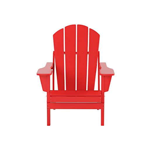 Wo Home Furniture Adirondack Chair Outdoor Patio All Weather Folding Chair For Fire Pit Garden Lawn Backyard (Red) #TOP4