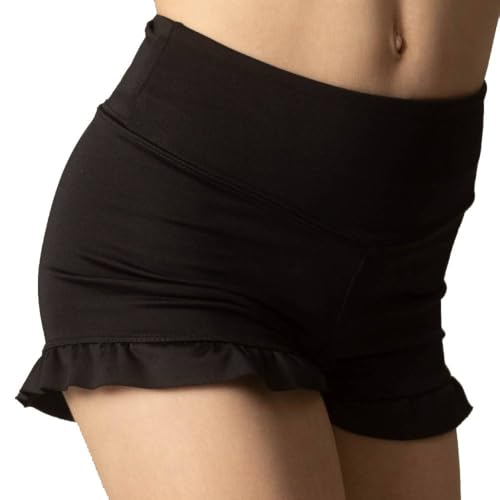 Girls Athletic Ruffle Shorts Yoga Dance Shorts Glitter Bottoms Gymnastics Shorts2