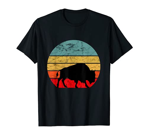 Bison Lover Buffalo Vintage Retro Sunset Wildlife Ganado Camiseta