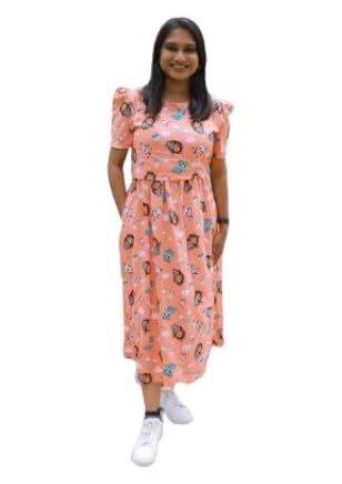 GenericButter Buds Women's Night Wear Calf Length Digital Printed Zipless Maternity/Nursing & Feeding Maxi/Nighty/Gown/Kurta/Dress