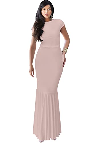 KOH KOH Plus Size Womens Long Cap Short Sleeve Formal Sexy Evening Prom Cocktail Bridesmaids Wedding...