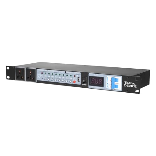 10 Outlet Power Sequencer Conditioner,30A 277VAC 6000W Rack Mount Pro Audio Digital Power Supply Controller Regulator w/Voltage Readout, Surge Protector, for Movie Theaters, Weddings