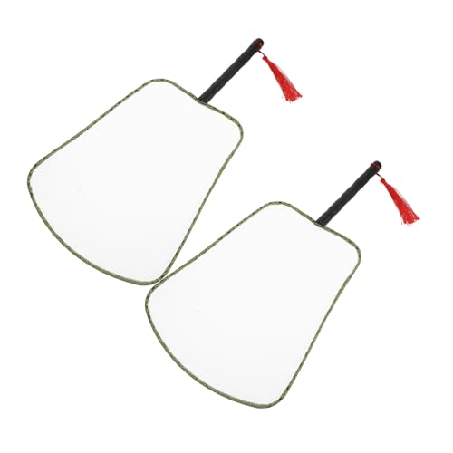 Hohopeti DIY Art Fan Blank 2 Pack Chinese Style Silk Hand Fan for Boys and Girls Wooden Handle