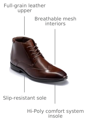 Image of Holy dove Mens Dress Boots, Premium Leather Oxford Chukka in Brown Matte, Non-Slip Waterproof Business Boots for Men (Size 8wide)