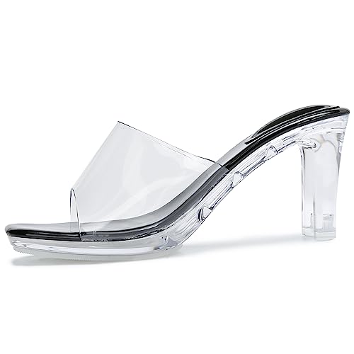 NBUUNBU Chunky Heels for Women Clear Platform Heels...