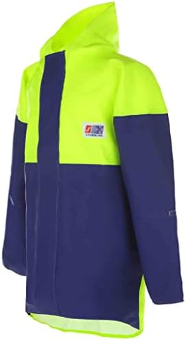 Stormline Crew 211 Fishing Jacket 2-Layer 650gsm PVC, Welded Seams, Neoprene Cuffs, Pro Commercial Rain Gear Blue/Neon