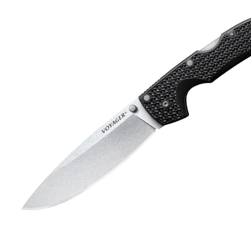 Image of Cold Steel XL Voyager 5.5 inch AUS10A Drop Point Razor-Sharp Blade 6.75 inch Griv-Ex Handle Everyday Carry Tactical Folding Knife, Blister Pack