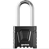 NOVLOCK Heavy Duty Combination Padlock Outdoor with 2.32" (5.9 cm) Long Shackle – Weatherproof 4-Digit Lock for Gates, Fences, Sheds, Cabinets, Storage Units, Toolboxes, Lockers – 1-Pack, Black