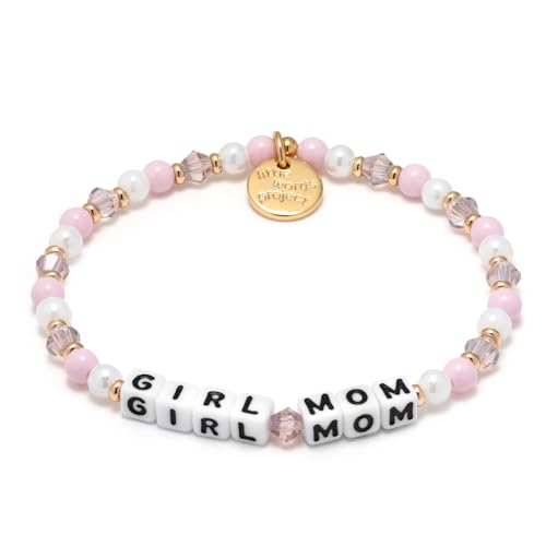 Girl Mom Bracelet, The Original Word Bracelet, Made with Colorful Beads and Plated Brass Hardware, Handcrafted Design & Positive Message, Size XS