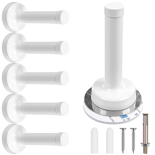 Lot de 6 butées de porte, butées de porte en caoutchouc auto-adhésives, butées de porte murales blanches, butées de porte robustes en acier inoxydable...