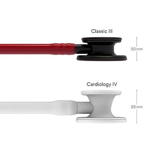 Image of 3M Littmann Classic III Monitoring Stethoscope, Black-Finish Chestpiece Burgundy Tube, 27 inch, 5868