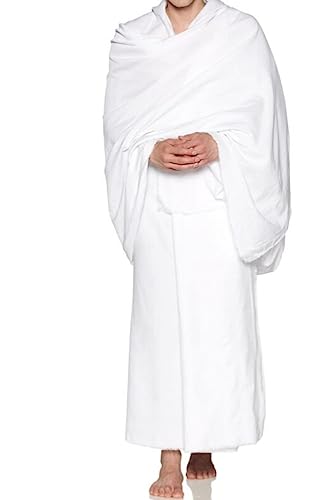 Weinbux Ahram Ihram Ehram Fabric Set Hajj Umrah Ziyarah Pilgrimage for Men 2 Towels (top and Bottom)