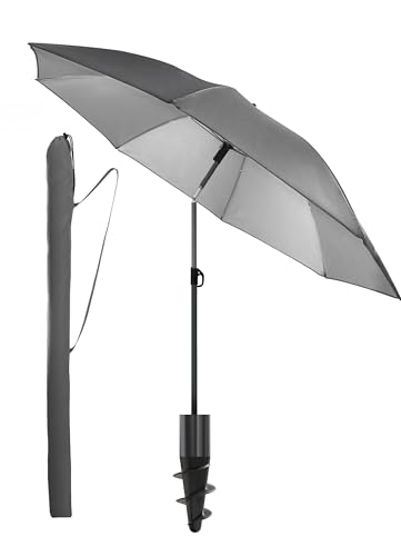 Menz Sonnenschirm Strand, Fb. Anthrazit – UPF 50+ Strandschirm Ø 180 cm, Sonnenschutz für Strand und Balkon – Strandschirm windfest stabil, Sonnenschirm mit Schutzhülle