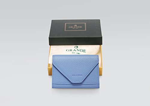 Image of grande 3639 Card Cases, Iced Blue, Small, Leather Card Holder Slim Minimalist Small Accordion Magnetic Wallet