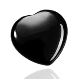 AIFUYUDM Herz Heilstein Naturkristall Handschmeichler für Stressabbau & Liebesgeschenk – 45x45 mm Entspannungsstein mit Samtpouch für Büro, Meditation, Yoga Zuhause (Obsidian)