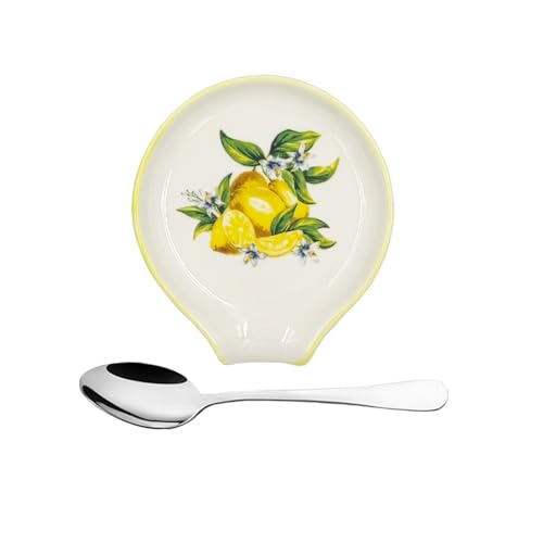 Lemon Tea Bag Holder for Used Tea Bag Ceramic Teabag Coaster with Spoon