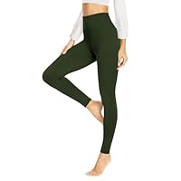 HLTPRO Thermo Leggings Damen Gefüttert Im Winter, High Waist Thermoleggings Warm Thermohose Blickdicht Strumpfhose Für Sport(Armeegrün,S/M)