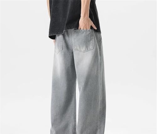 Men High Waisted Wide Leg Baggy Denim Pants Straight Hip Hop Style Streetwear Casual Trousers3