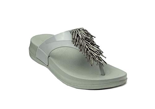 Image of REDVOLUTION Women's Rhinestone Sandals Soft Platform Footbed Midsole Fashion Flip Flop