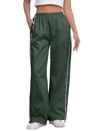 AGYMNX Damen Baggy Cargo Hose High Waist Y2k Hosen Weites Bein Jogginghose Track Pants mit Elastische Taille Hip Hop Hos...