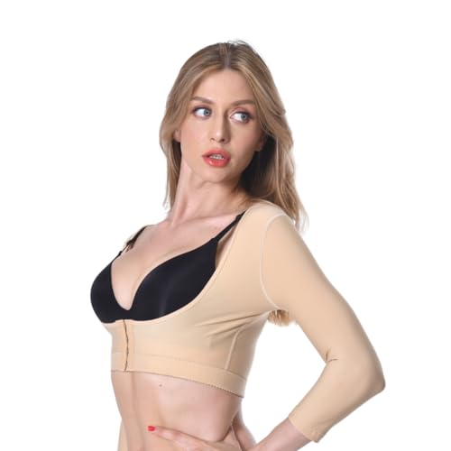 MonyMork Upper Arm Shaper Post Surgical Slimmer Compression Sleeves Posture Corrector Tops Shapewear for Women (XS)