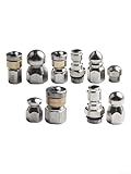 Kit de cabezales de chorro de acero inoxidable con boquillas giratorias para limpieza de drenaje de lavadora a presión, juego de 10 piezas compatible con M22 y conexión rápida de 1/4 pulgadas