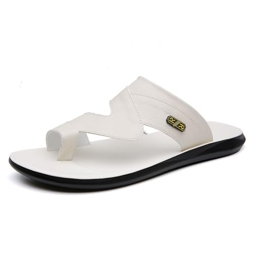 Yytcsjz Sandals Fashion Mens Slip on Non-Slip Flat Corrector Leather Bunion Sandals, Summer Breathable Soft Durable Valgus Flip Flops, for Plantar Fasciitis, Foot Correction, Pain Relief