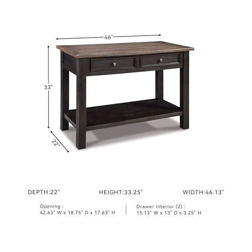 Image of Signature Design by Ashley Tyler Creek Farmhouse Console Table, 2 Drawers | Behind couch table, Solid and engineered wood and veneers, 22-inch deep display shelf, Farmhouse sofa table