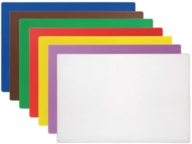 Chopping Board Set 7 Pieces Multi Coloured for Commercial Kitchens Set of 7 Low Density Cutting Boards 45 x 30 x 12mm, Yellow,white,green,red,purple