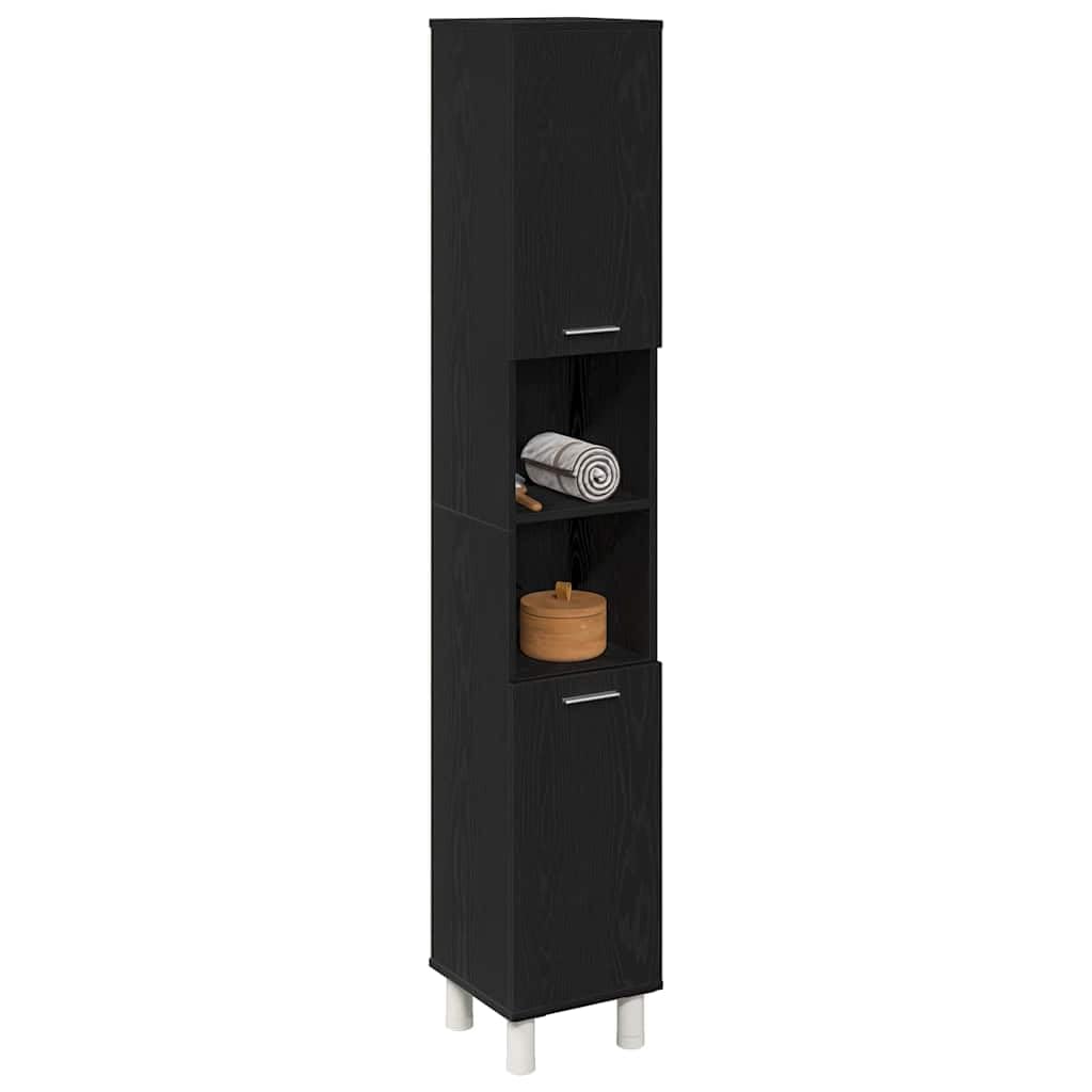 vidaXL Gabinete de Baño con Estante Roble Negro 30 x 30 x 179 cm, Almacenamiento para baño, Armario Compacto, diseño Moderno, estantería Duradera, Organizador Funcional