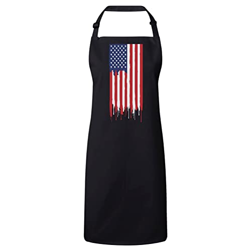 Tablier cuisine noir drapeau peinture Etats Unis football sport equipe