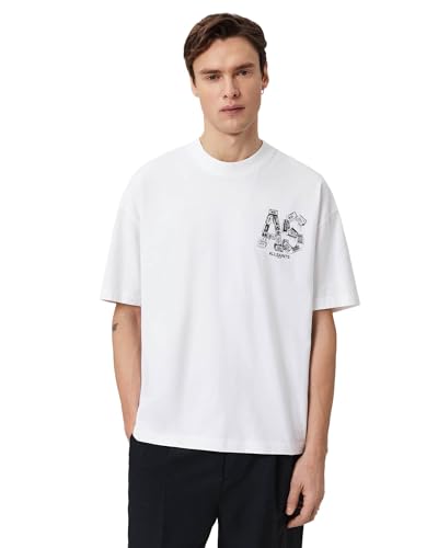Image of Allsaints Mens Mixtape Ss Crew, Optic White, Medium