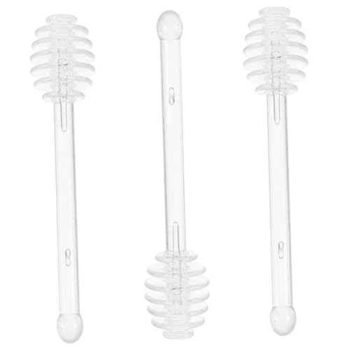 OKUMEYR 3pcs Honey Stirrer Honey Sticks Jam Stir Sticks Vitroleros Para Mini Honey Spoons for Tea Honey Can Accessories Clear Jars Honey Dippers Server Mini Jam Transparent Glass re-usable