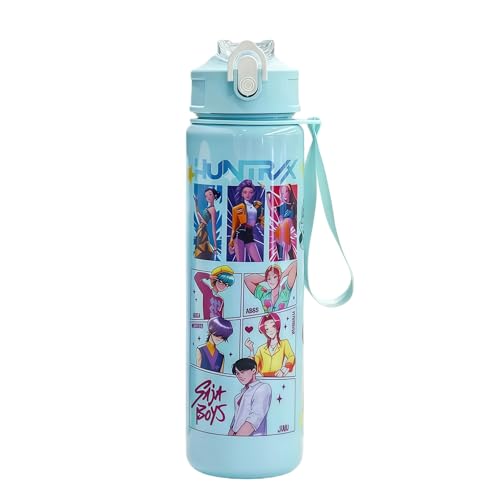 Ugecl K. Pop D.e.mon Hunters Officially Licensed Huntrix Water Bottle for Girls 25oz Leak Proof with Straw Lid Gifts for Girls (Green)