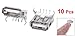 uxcell® USB Type A Standard Port Female Solder Soldering Jacks Connector 10pcs Silver Tone