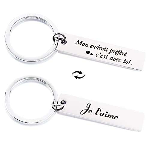 1Pc Porte Clé Cadeau Saint Valentin Porte Clef Idée Cadeau Je t'aime pour Couple Amoureux Petit Ami Mari Fiançailles Mariage Anniversaire Noël avec Boîte Cover