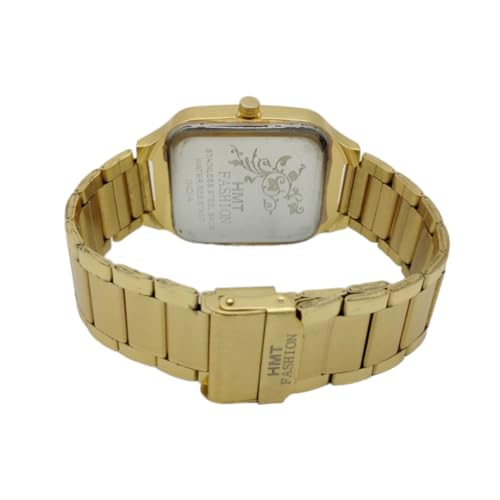 Image of HMT FASHION Golden Dial Wrist Analog Watch, Golden Square Big Size Dial Metal Strap Mens & Boy's Watches Hmtf7300G