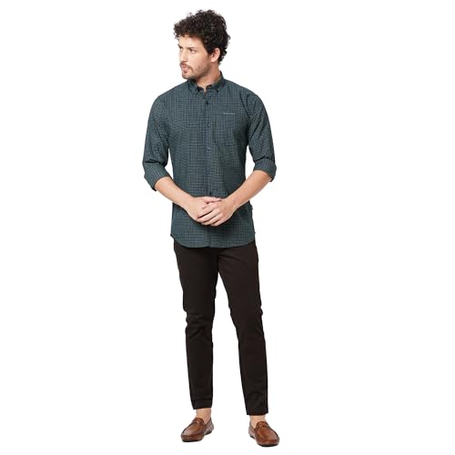 Image of KENNETH COLE New York Mens Slim Fit Cotton Spread Collar Long Sleeve Patch Pocket at Chest Casual Shirt