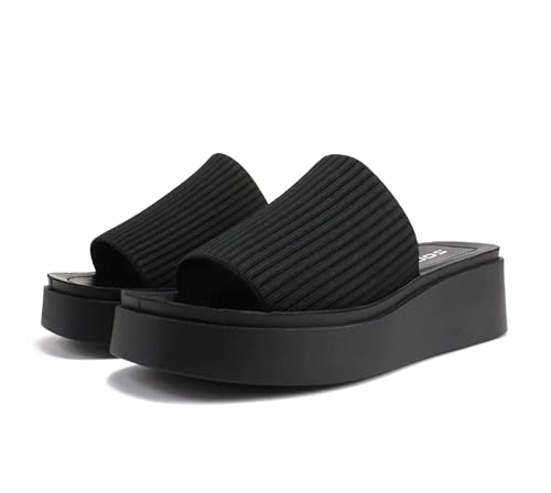 Soda “Farley” ~ Women Open Square Toe Elastic Upper Platform Slide Sandal4