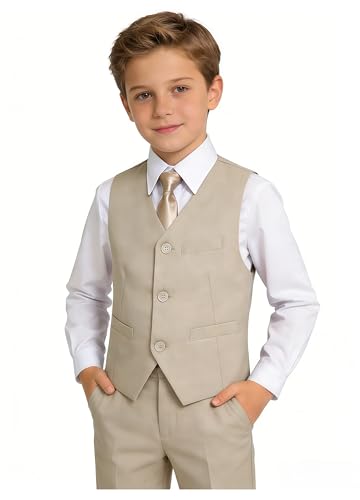 YuanLu - YuanLu Boys Champagne Vest Suit - Slim Fit Size 8 Kids Tuxedo Formal Outfit - Best Deal on Amazon