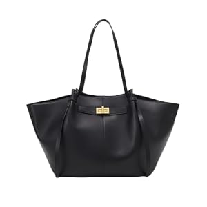 Générique Sac Fourre Tout en Cuir pour Femme, Sac à Main Élégant avec Bandoulière Amovible, Sac Cabas Polyvalent pour Travail, Voyage, Shopping, Cours et Lycée (Noir)