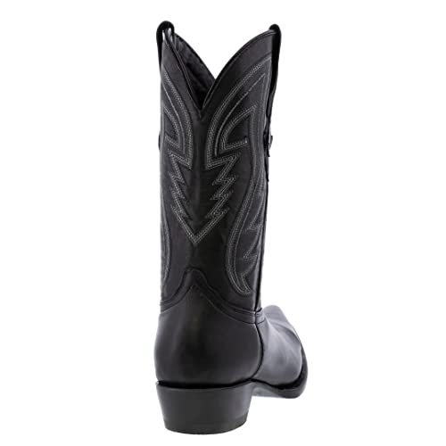 Texas Legacy Mens Black Cowboy Boots Western Wear Solid Leather Snip Toe3