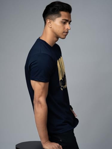 Image of T-Shirt for Men - 100% Cotton Ladakh Motorcycle Rider Half Sleeve Round Neck Graphic Print | Regular & Oversized Fit | 180 /220 GSM | S-5XL | Black, Navy Blue, Olive, Red, White
