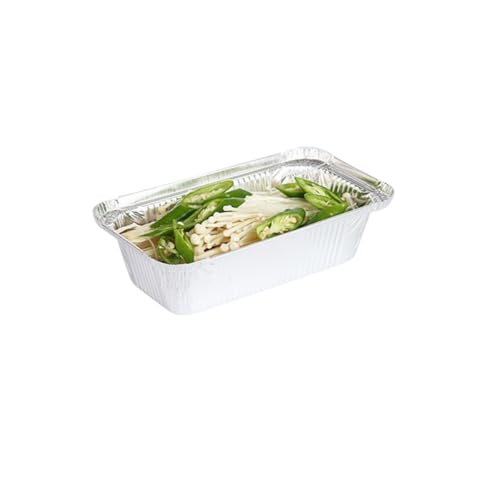 Aoasious アルミトレー 使い捨て 業務用・家庭用 大容量2000ml 紙製カバー付き 50枚セット 冷凍・直火・オーブン対応 アルミホイル容器 ケータリング/バーベキュー/テイクアウト/ピクニック 焼き菓子・料理・保存 (650ML,50枚セット)