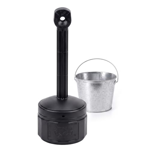 Justrite Cigarette Butt Receptacle, 1 Gallon Capacity, FM Approved, Black