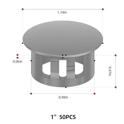 Image of 50PCS 1 inch Grey Plastic Plugs Hole, Round PA66 Plug Furniture Hole Decorative Cover