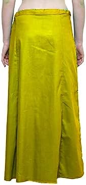 Readymade Pure Cotton Petticoats, Saree Underskirt, Saya, Waistcincher (Yellow)_A17381